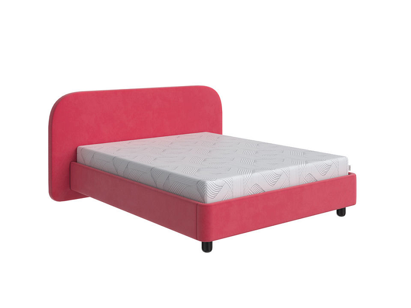Кровать Sten Bro 80x190 Ткань/Массив (береза) Forest Красный/Венге - Симметричная мягкая кровать.