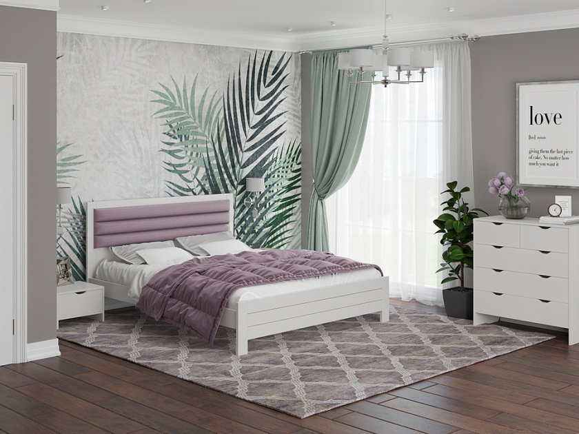 Кровать Prima 80x190 Ткань/Массив Тетра Голубой/Антик (сосна) - Кровать в универсальном дизайне из массива сосны.