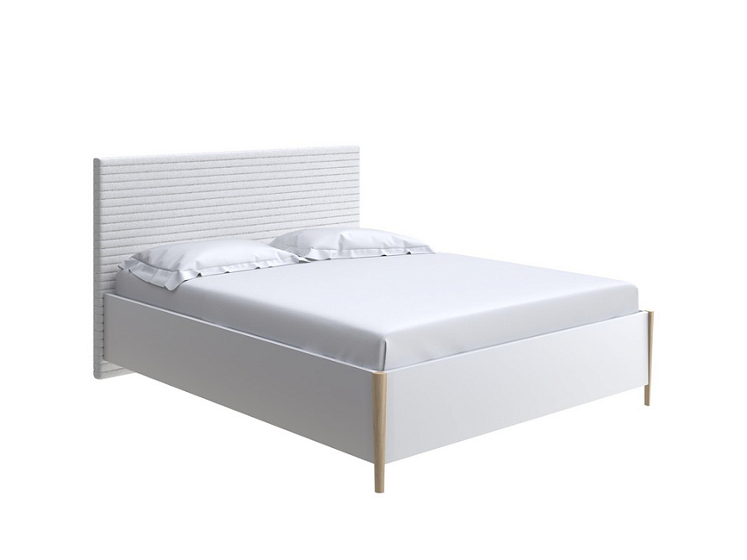 Кровать Rona 90x200  Белый/Тетра Имбирь - Классическая кровать с геометрической стежкой изголовья