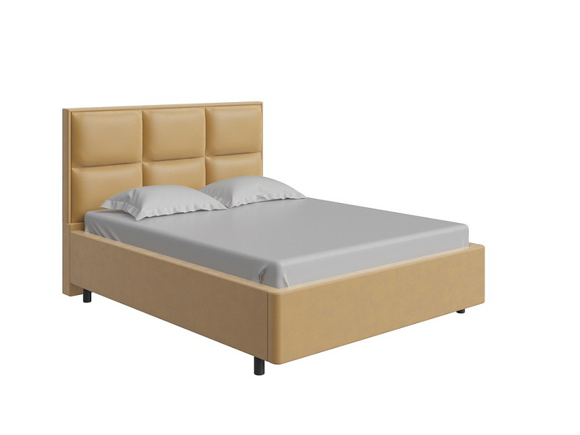 Кровать Malina 160x200 Экокожа Renata 2335 Песочный - Изящная кровать без встроенного основания из массива сосны с мягкими элементами.