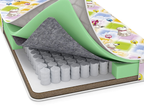 Тонкий матрас Baby Comfort - Детский матрас на независимом пружинном блоке с разной жесткостью сторон.