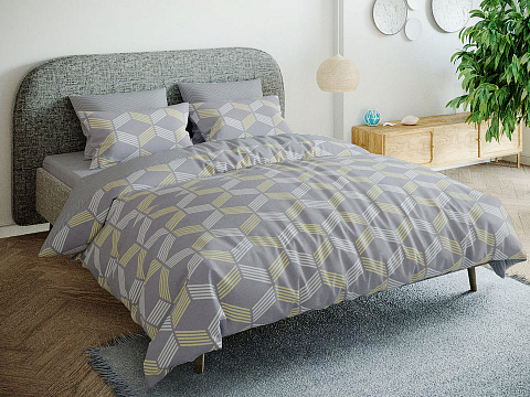Комплект Lagom 9014 146x214 Ткань: Сатин Семейный - Комплект постельного белья с геометрическим принтом.