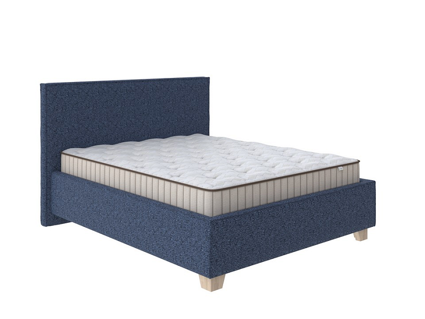 Кровать Hygge Simple 90x200 Ткань: Букле Beatto Атлантика - Мягкая кровать с ножками из массива березы и объемным изголовьем