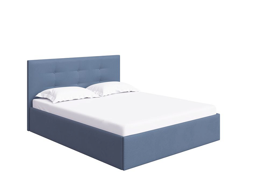 Кровать Forsa 160x200 Ткань: Рогожка Тетра Голубой - Универсальная кровать с мягким изголовьем, выполненным из рогожки.