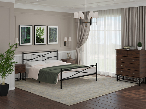 Двуспальная кровать Страйп - Изящная кровать с облегченной металлической конструкцией и встроенным основанием