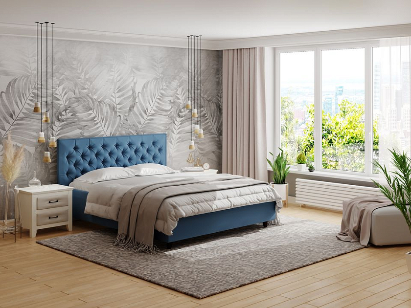 Кровать Teona 160x200 Ткань: Микрофибра Diva Марсала - Кровать с высоким изголовьем, украшенным благородной каретной пиковкой.