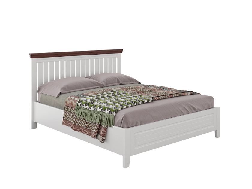 Кровать Olivia 90x190 Массив (сосна) Белая эмаль + Орех - Кровать из массива с контрастной декоративной планкой.