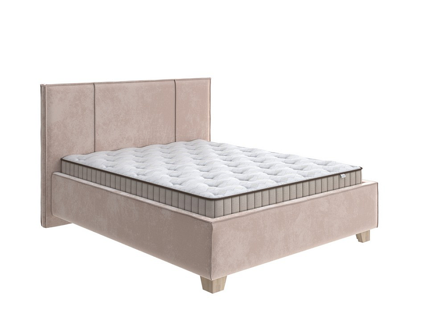 Кровать Hygge Line 80x190 Ткань: Велюр Лофти Мокко - Мягкая кровать с ножками из массива березы и объемным изголовьем
