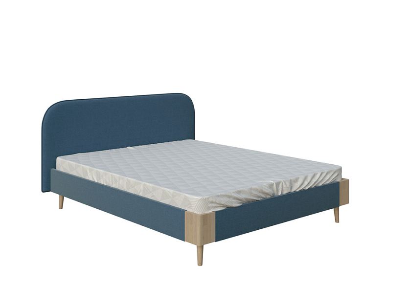 Кровать Lagom Plane Soft 90x200 Ткань/Массив (дуб) Beatto Шампань/Масло-воск Natura (Дуб) - Оригинальная кровать в обивке из мебельной ткани.